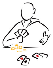 Gambler with cards