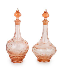 two glass decanters