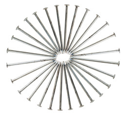 Obraz premium A circle of long silver nails