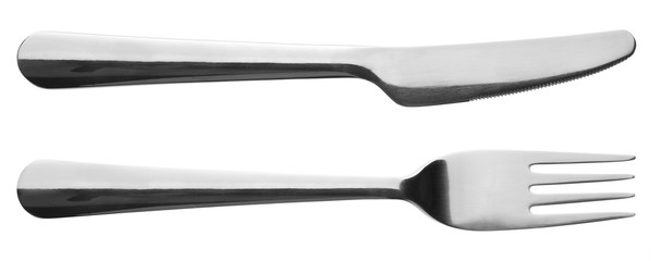 Fork and knife isolated on white