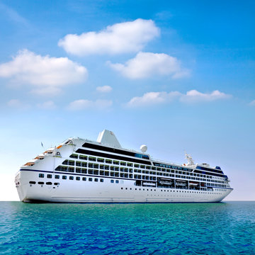 Luxury white cruise ship.