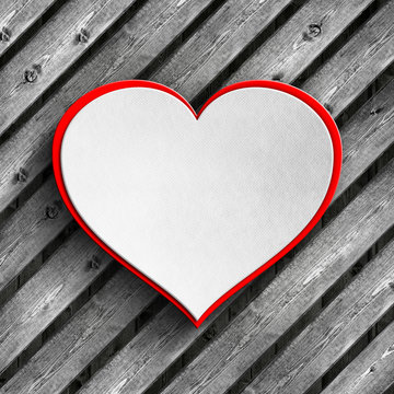Valentine's Day card background - heart on wooden planks