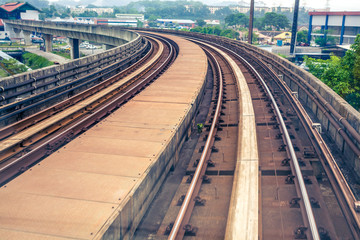 Obraz premium Sky train through the city center in Kuala Lumpur
