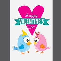 valentine day love beautiful card with cute love couple birds