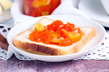 Citrus marmalade on bread