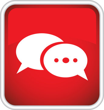 Красный  векторный значок с изображением sms