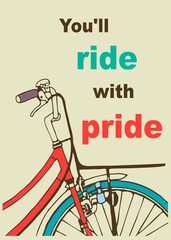 Obrazy na Szkle  Plakat retro / szablon karty z rowerem