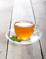 Glass cup of tea