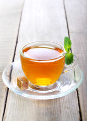 Glass cup of tea