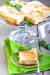 Squares of cheesecake