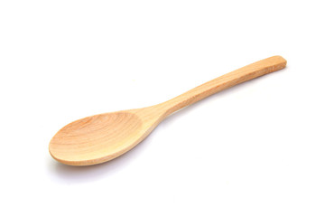 Wooden ladle on white background