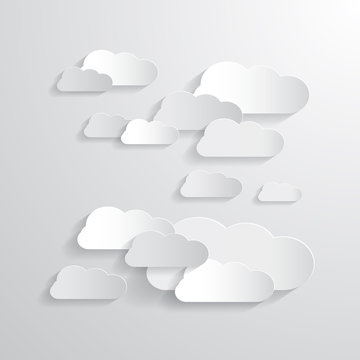 Vector Clouds Cut From Paper Background