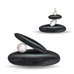 balancing black and white zen spa stones