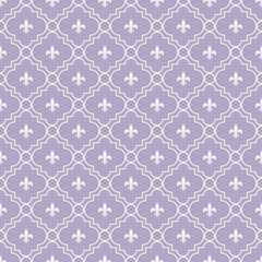White and Pale Purple Fleur-De-Lis Pattern Textured Fabric Backg
