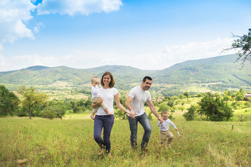 Happy family in nature