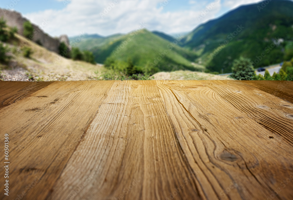 Wall mural wood textured backgrounds on the tuscany landscape background