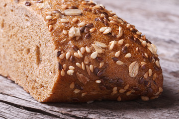 fresh homemade bread with seeds and nuts closeup