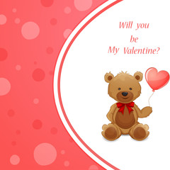 Valentine's Day illustration with cute teddy bear