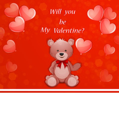 Valentine's Day illustration with cute teddy bear