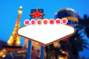 Wandcirkels plexiglas Blank Welcome To Las Vegas neon sign © somchaij