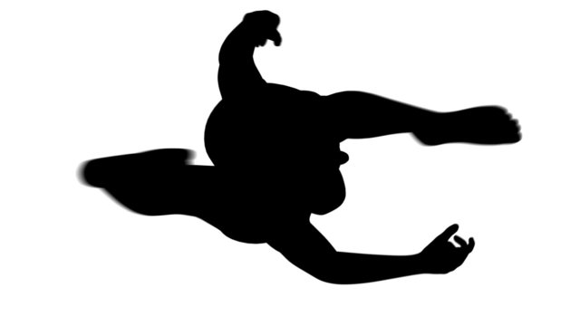 Silhouette of a woman walking - top view.