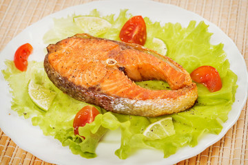 Baked steak trout