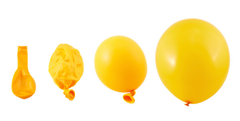 Four stages of balloon inflation isolated - Powered by Adobe