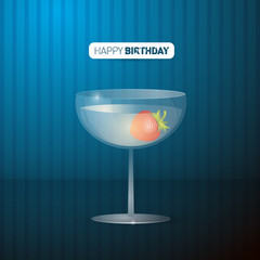 Retro Vector Blue Happy Birthday Background With Drink