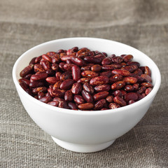 Red beans in white bowl