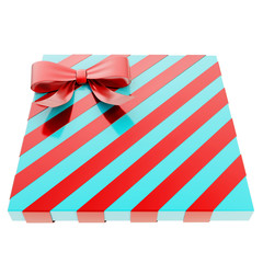 Obraz premium Wrapped gift box with a bow and ribbon