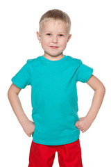 Smiling little boy in blue shirt