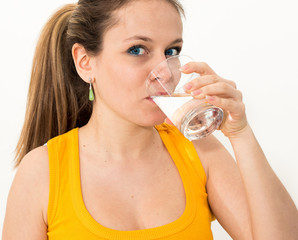 woman drinking water