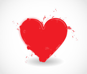 Beautiful red ink heart vector