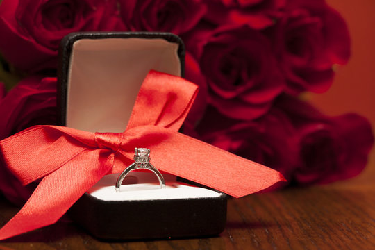 Diamond ring for present- love concept
