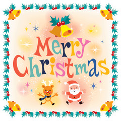 Merry Christmas vintage retro style card