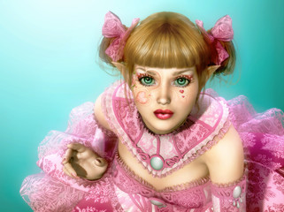 Girl in Lolita Style Dress 3d CG