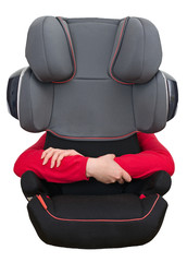 Naklejka premium Child safety seat concept. Isolated on white.