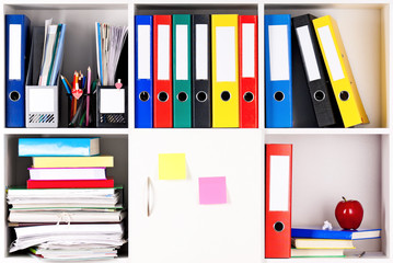 Folders on shelves