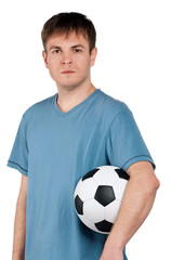 Man with classic soccer ball