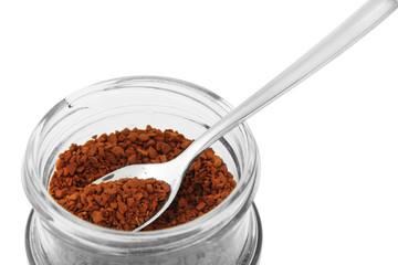 Jar of instant coffee isolated on white
