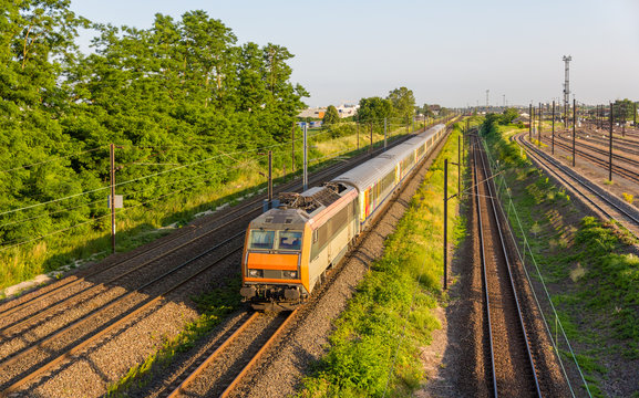 Fototapeta Regional express train in Strasbourg, France