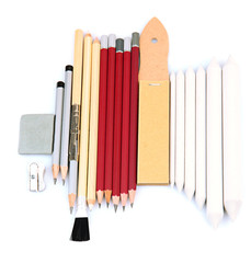 Professional art materials, isolated on white