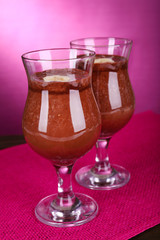 Cocktails with banana and chocolate