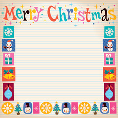 Fototapeta na wymiar Merry Christmas retro greeting card with copy space