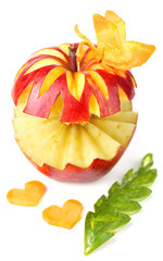 Carving apple isolated on white