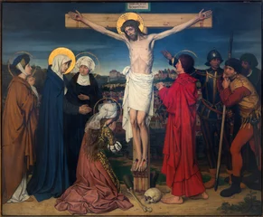 Foto op Canvas Antwerp - Crucifixion paint from cathedral © Renáta Sedmáková