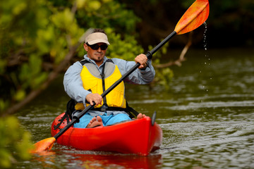man in kayak in florida