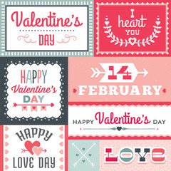 hipster valentines day typographic labels and banners