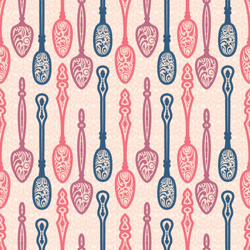 Fototapeta Spoons seamless pattern
