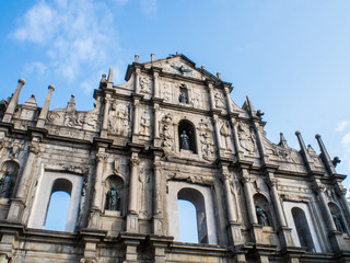 Fototapeta na wymiar Ruiny katedry Świętego Pawła, orientacyjny w Makau